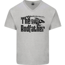 The Rodfather Funny Fishing Rod Father Mens V-Neck Cotton T-Shirt Sports Grey