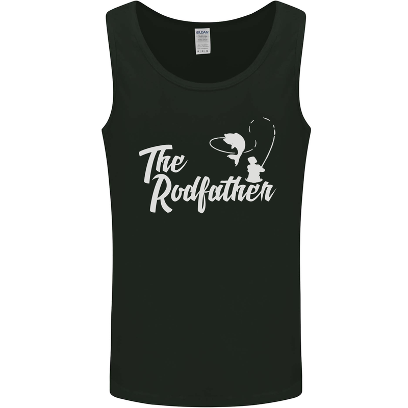 The Rodfather Funny Fishing Rod Father Mens Vest Tank Top Black