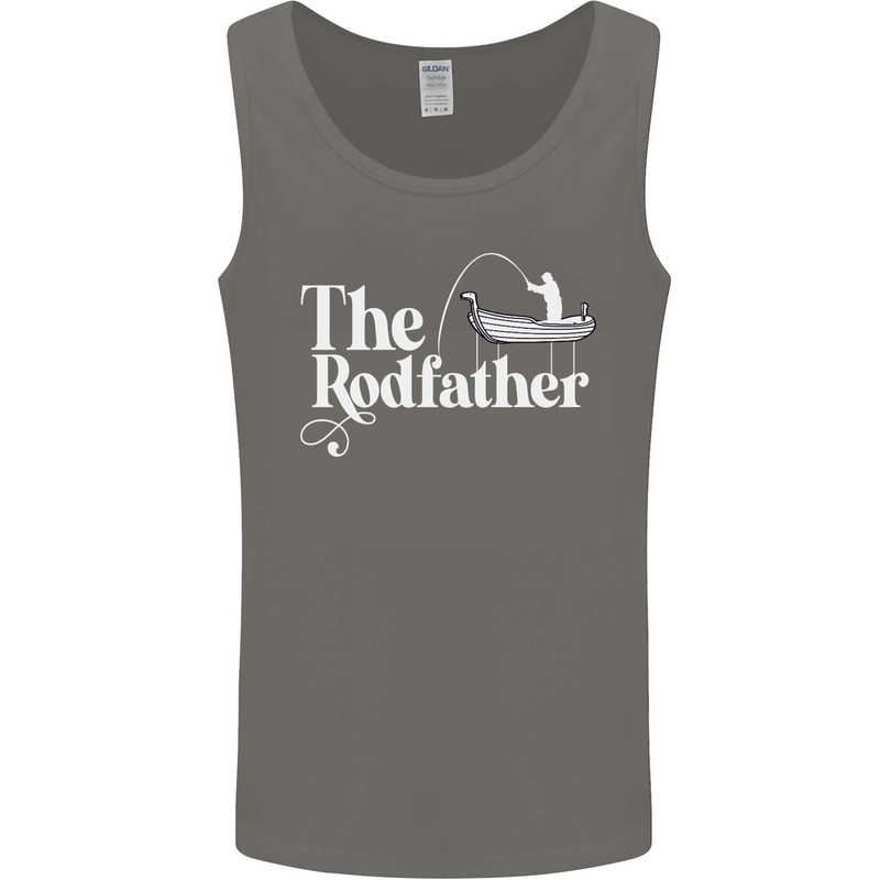 The Rodfather Funny Fishing Rod Father Mens Vest Tank Top Charcoal