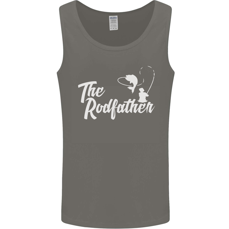 The Rodfather Funny Fishing Rod Father Mens Vest Tank Top Charcoal