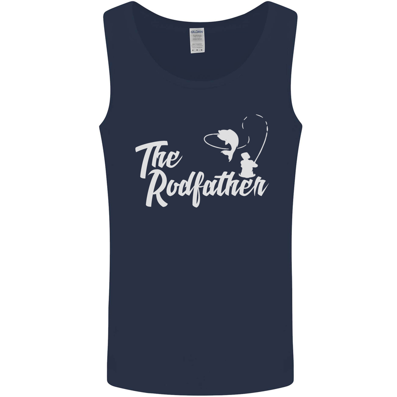 The Rodfather Funny Fishing Rod Father Mens Vest Tank Top Navy Blue