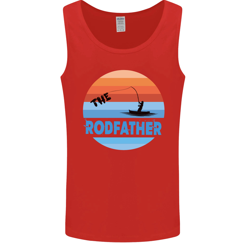 The Rodfather Funny Fishing Rod Father Mens Vest Tank Top Red