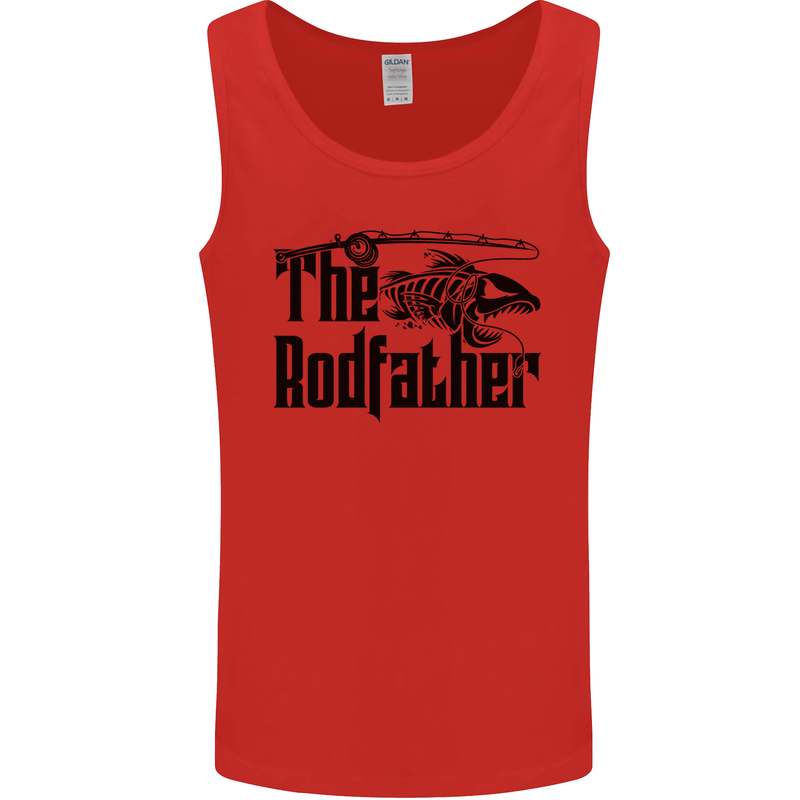 The Rodfather Funny Fishing Rod Father Mens Vest Tank Top Red