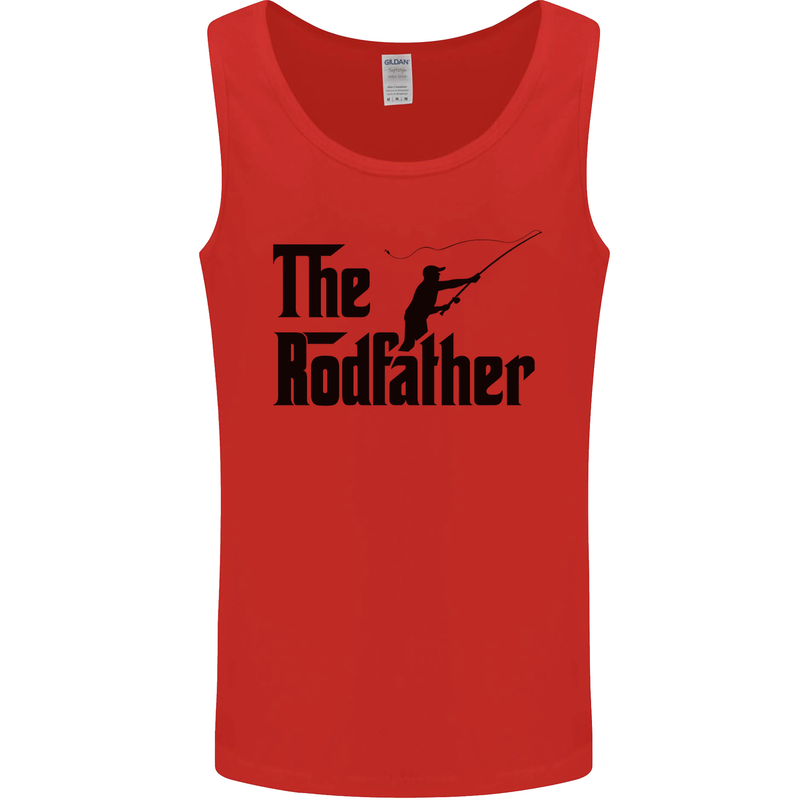 The Rodfather Funny Fishing Rod Father Mens Vest Tank Top Red