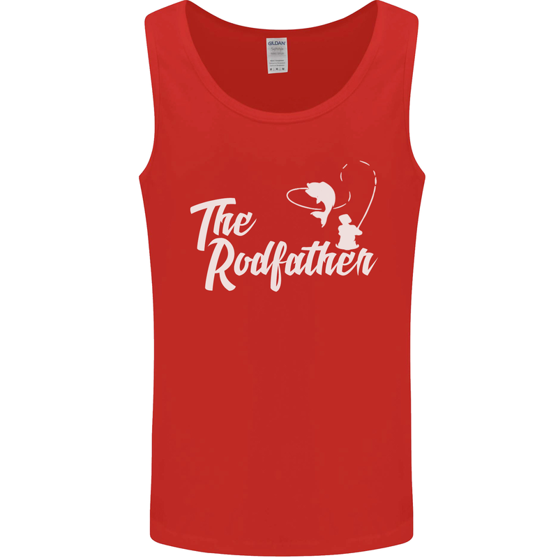 The Rodfather Funny Fishing Rod Father Mens Vest Tank Top Red