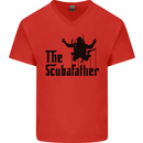 The Scuba Father Day Funny Diver Diving Mens V-Neck Cotton T-Shirt Red