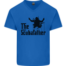 The Scuba Father Day Funny Diver Diving Mens V-Neck Cotton T-Shirt Royal Blue