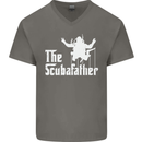 The Scuba Father Day Funny Diving Diver Mens V-Neck Cotton T-Shirt Charcoal
