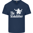 The Scuba Father Day Funny Diving Diver Mens V-Neck Cotton T-Shirt Navy Blue