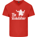 The Scuba Father Day Funny Diving Diver Mens V-Neck Cotton T-Shirt Red