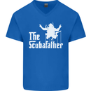 The Scuba Father Day Funny Diving Diver Mens V-Neck Cotton T-Shirt Royal Blue