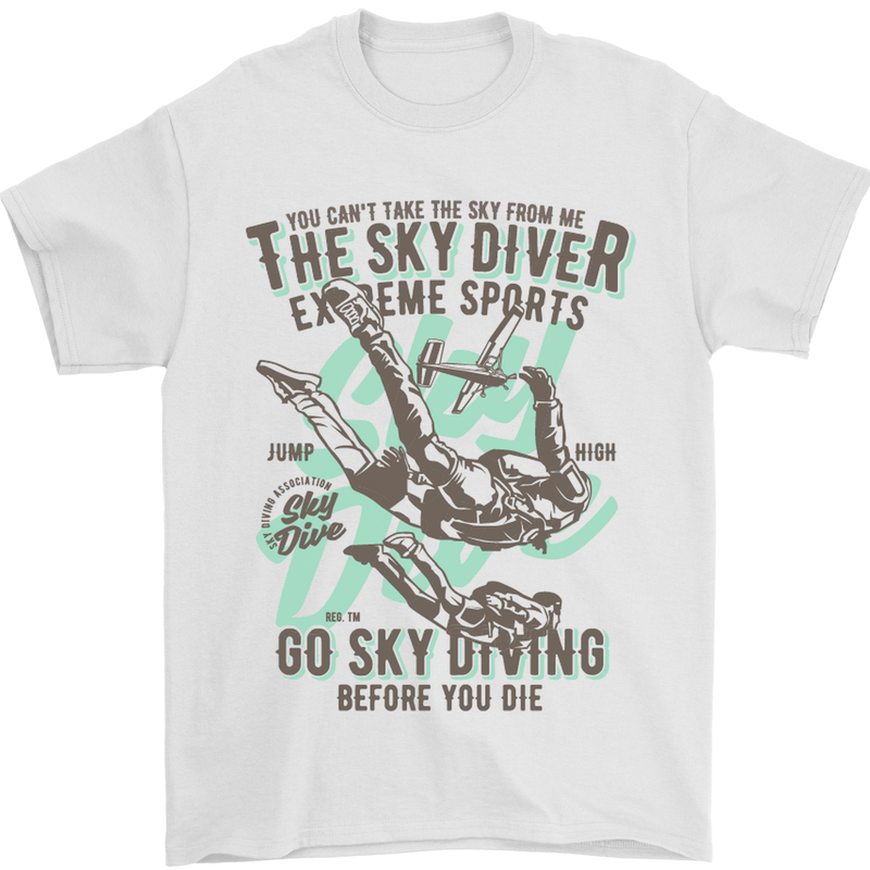 The Skydiver Extreme Sports Skydiving Mens T-Shirt Cotton Gildan White