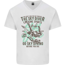 The Skydiver Extreme Sports Skydiving Mens V-Neck Cotton T-Shirt White