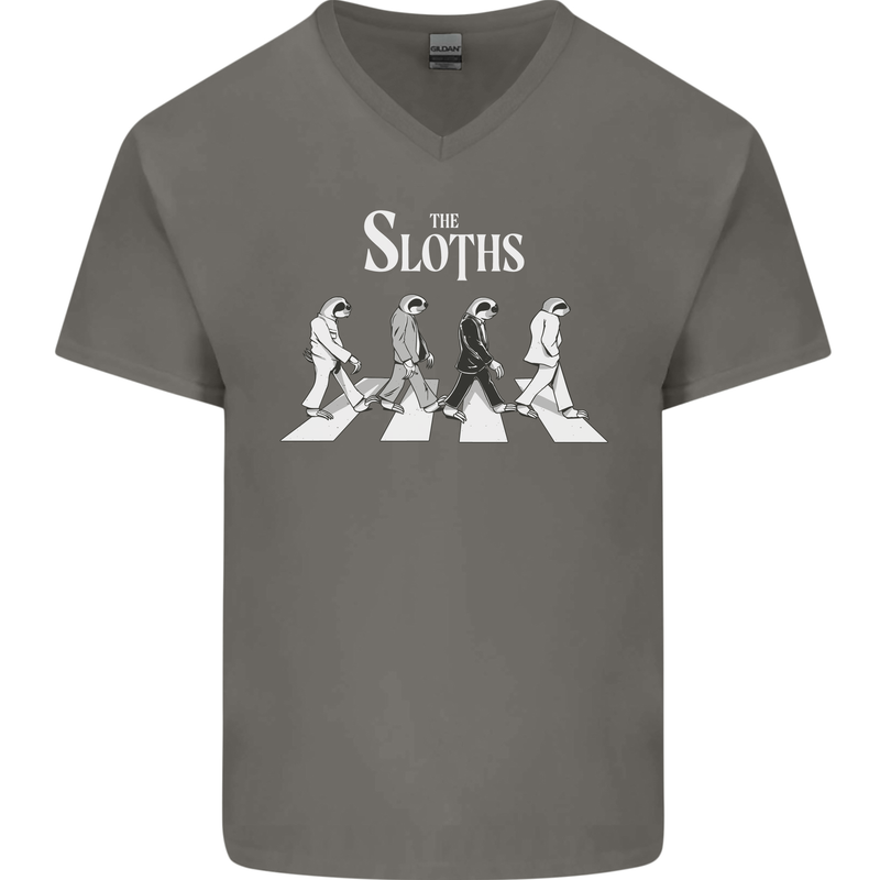 The Sloths Funny Music Parody Mens V-Neck Cotton T-Shirt Charcoal