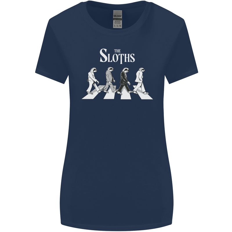 The Sloths Funny Music Parody Womens Wider Cut T-Shirt Navy Blue