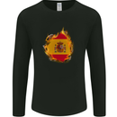 The Spanish Flag Fire Effect Spain Mens Long Sleeve T-Shirt Black