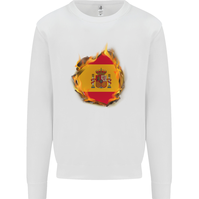 The Spanish Flag Fire Effect Spain Mens Sweatshirt Jumper White