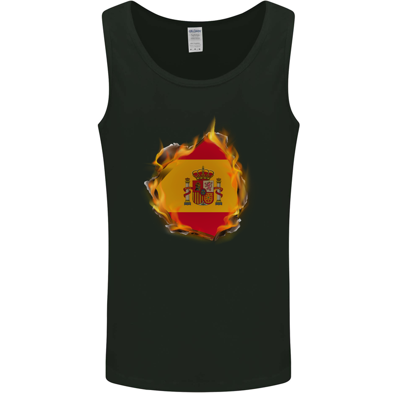 The Spanish Flag Fire Effect Spain Mens Vest Tank Top Black