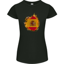 The Spanish Flag Fire Effect Spain Womens Petite Cut T-Shirt Black
