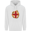 The St. George's Cross English Flag England Mens 80% Cotton Hoodie White