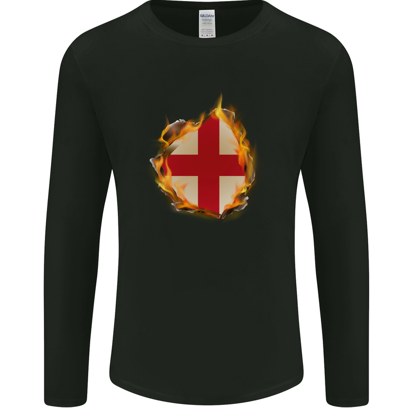 The St. George's Cross English Flag England Mens Long Sleeve T-Shirt Black