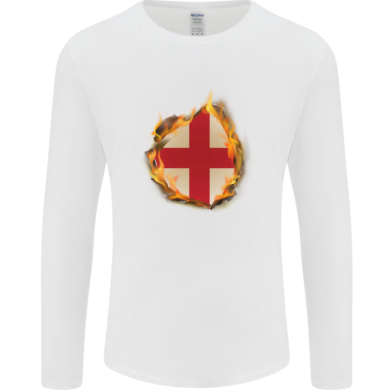 The St. George's Cross English Flag England Mens Long Sleeve T-Shirt White