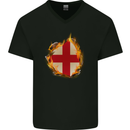 The St. George's Cross English Flag England Mens V-Neck Cotton T-Shirt Black