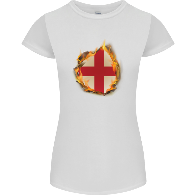 The St. George's Cross English Flag England Womens Petite Cut T-Shirt White
