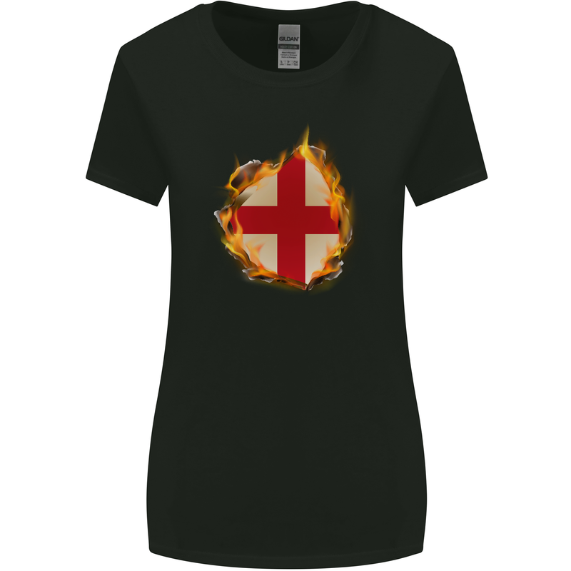The St. George's Cross English Flag England Womens Wider Cut T-Shirt Black