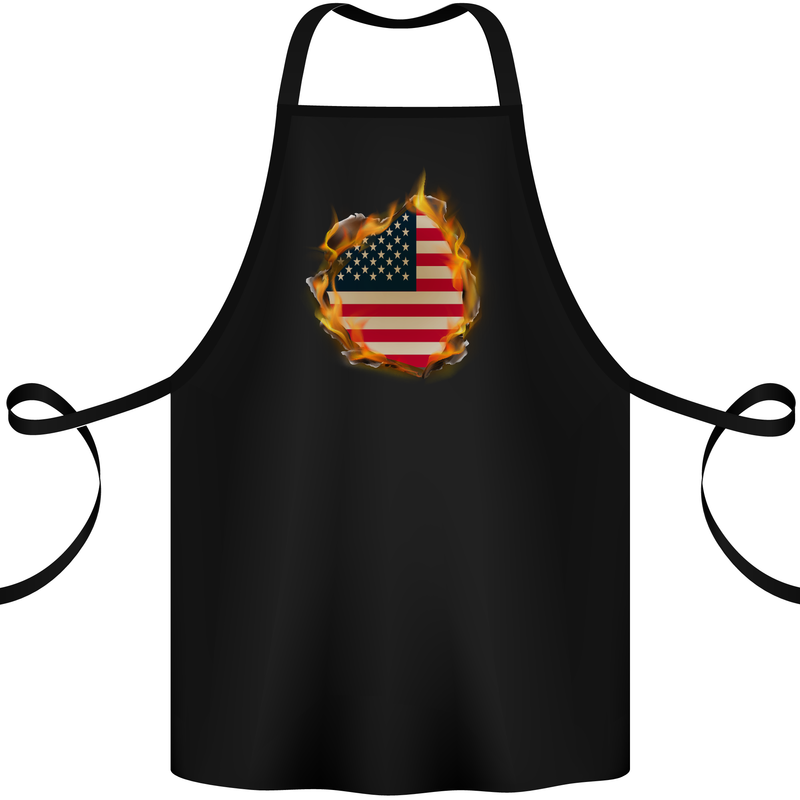 The Stars & Stripes American Flag Fire USA Cotton Apron 100% Organic Black
