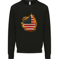 The Stars & Stripes American Flag Fire USA Kids Sweatshirt Jumper Black