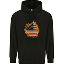 The Stars & Stripes American Flag Fire USA Mens 80% Cotton Hoodie Black
