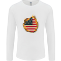The Stars & Stripes American Flag Fire USA Mens Long Sleeve T-Shirt White