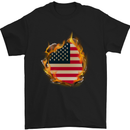The Stars & Stripes American Flag Fire USA Mens T-Shirt Cotton Gildan Black