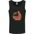 The Stars & Stripes American Flag Fire USA Mens Vest Tank Top Black