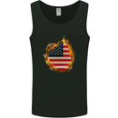 The Stars & Stripes American Flag Fire USA Mens Vest Tank Top Black