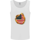 The Stars & Stripes American Flag Fire USA Mens Vest Tank Top White