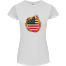 The Stars & Stripes American Flag Fire USA Womens Petite Cut T-Shirt White