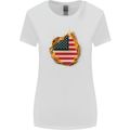 The Stars & Stripes American Flag Fire USA Womens Wider Cut T-Shirt White