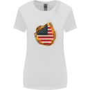 The Stars & Stripes American Flag Fire USA Womens Wider Cut T-Shirt White