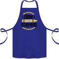 The Time or Crayons Funny Sarcastic Slogan Cotton Apron 100% Organic Royal Blue