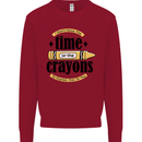 The Time or Crayons Funny Sarcastic Slogan Kids Sweatshirt Jumper Red