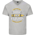 The Time or Crayons Funny Sarcastic Slogan Mens V-Neck Cotton T-Shirt Sports Grey