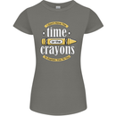 The Time or Crayons Funny Sarcastic Slogan Womens Petite Cut T-Shirt Charcoal