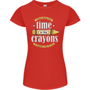The Time or Crayons Funny Sarcastic Slogan Womens Petite Cut T-Shirt Red