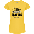 The Time or Crayons Funny Sarcastic Slogan Womens Petite Cut T-Shirt Yellow