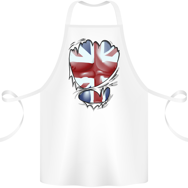 The Union Jack Flag Ripped Muscles Cotton Apron 100% Organic White