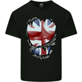The Union Jack Flag Ripped Muscles Kids T-Shirt Childrens Black