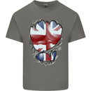The Union Jack Flag Ripped Muscles Kids T-Shirt Childrens Charcoal