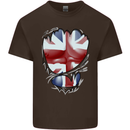 The Union Jack Flag Ripped Muscles Kids T-Shirt Childrens Chocolate